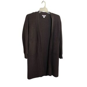 Athleta Womens Brown Ribbed Long Cardigan Sweater Dress Size Medium Wool Blend